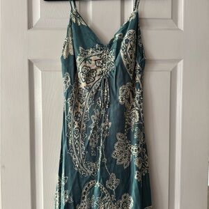 Floral Teal and Cream Dress